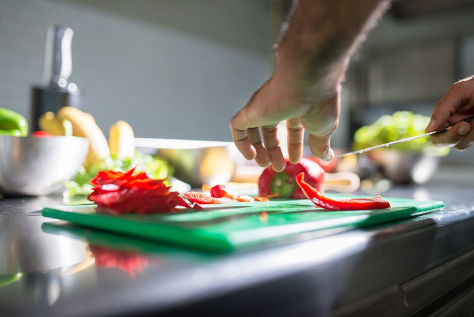 fresh vegetables chopped and organized for meal prep