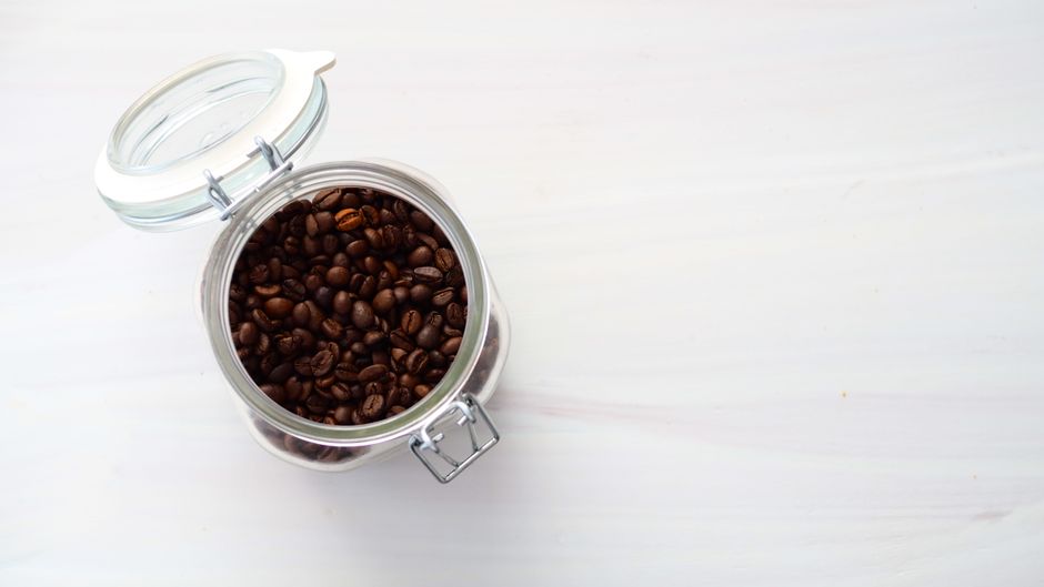 High-protein energy balls stored in a glass airtight container